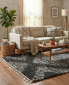 Tranquil Tides Shag Collection Area Rug -  Azure Rectangle Black and White  lifestyle 23