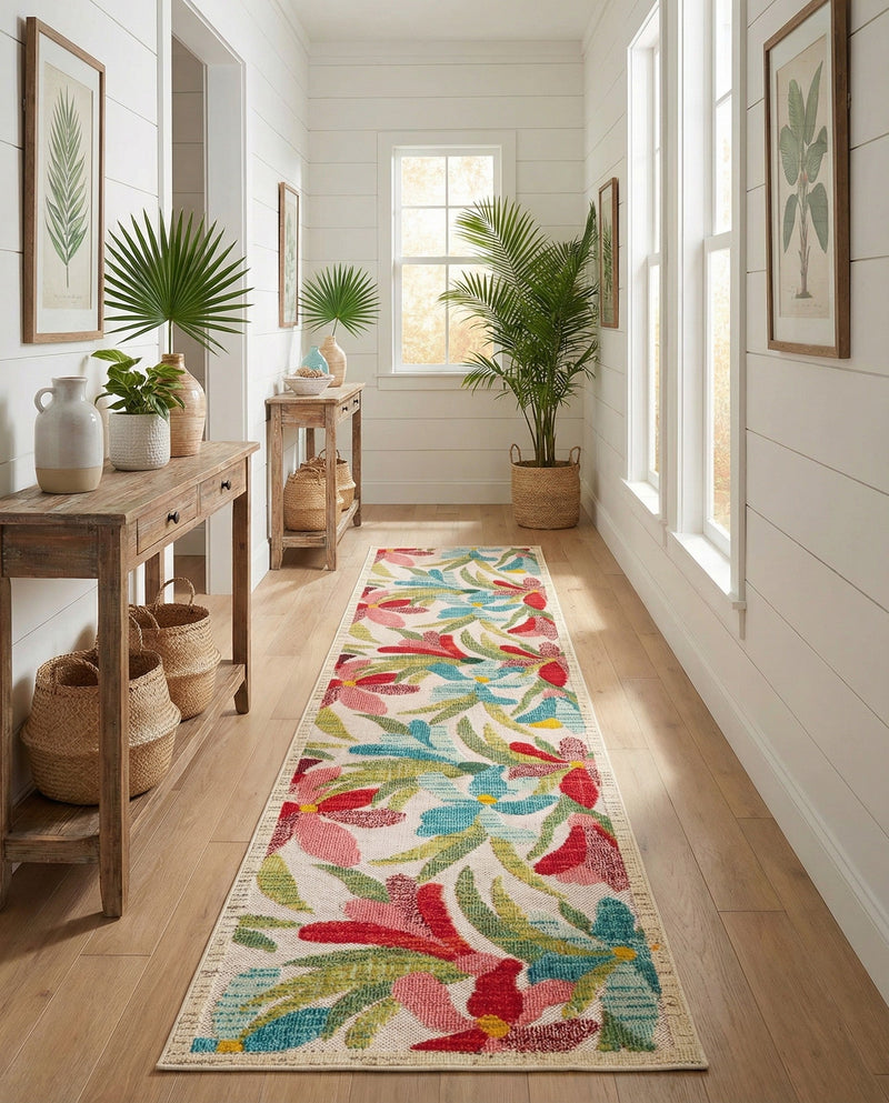 Outdoor Marrakesh Collection Area Rug -  Midelt Runner Multi  lifestyle 70