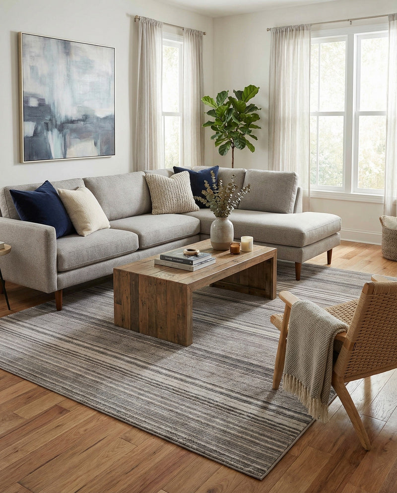 Jewel Oasis Collection Area Rug - Sapphire (Gray) Rectangle Gray  lifestyle 18