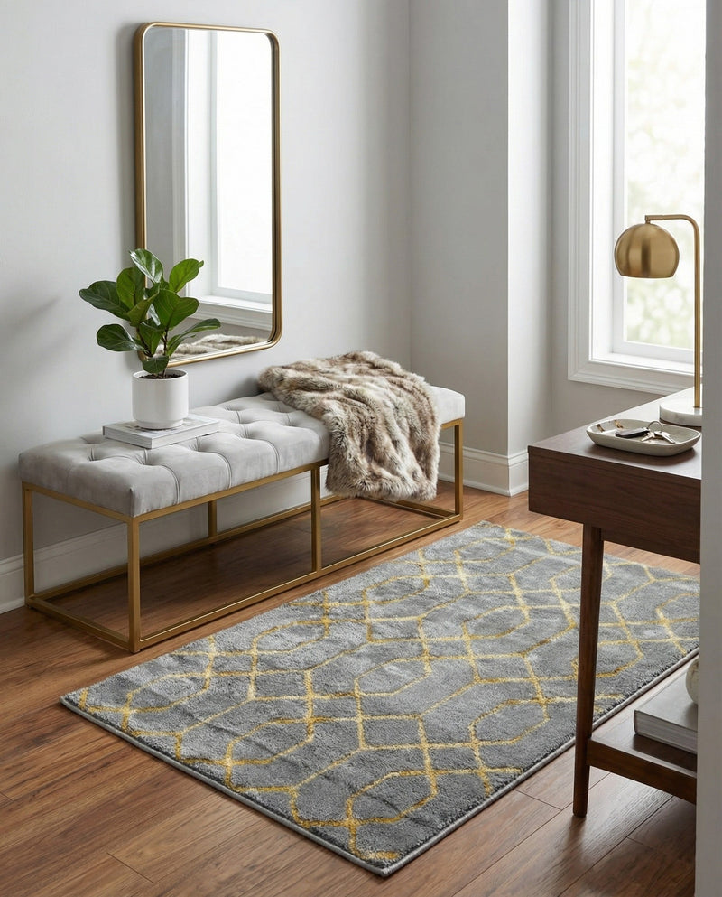 Hollywood Luxe Collection Area Rug - Sunset (Gray Gold) Rectangle Gray Gold  lifestyle 9