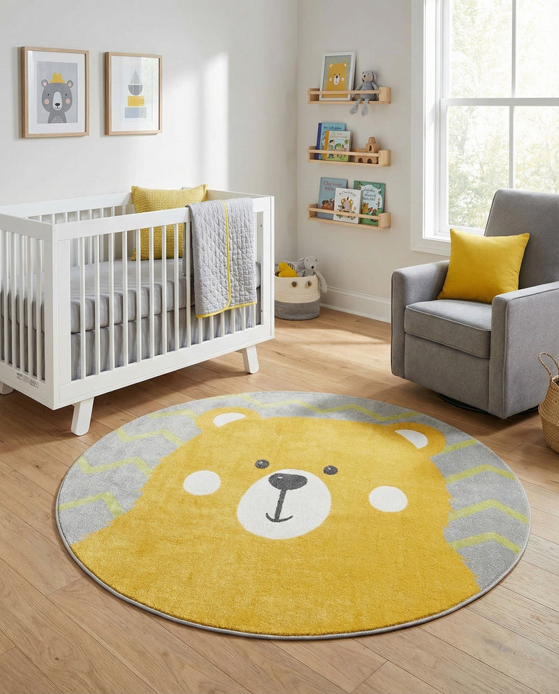 Wonder Tykes Collection Area Rug -  Whirlwind Round Yellow  lifestyle 17