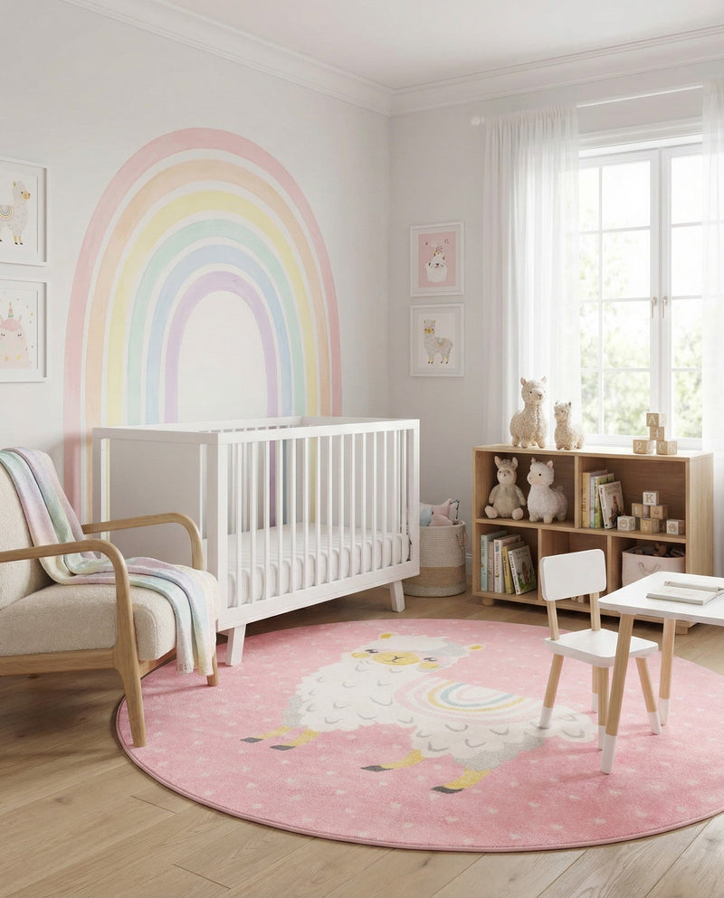 Wonder Tykes Collection Area Rug -  Marvel Round Pink  lifestyle 79