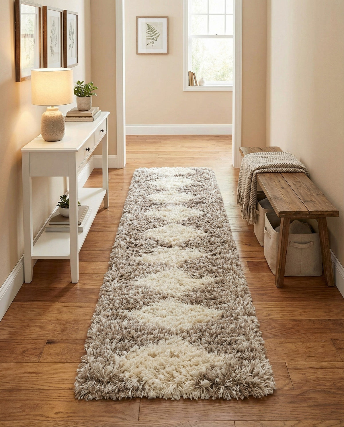 Eternal Plush Oasis Collection Area Rug -  Bliss Runner Pearl and Khaki  lifestyle 94