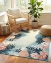 Seaside Blooms Collection Area Rug - Haven Rectangle Blue  lifestyle 17