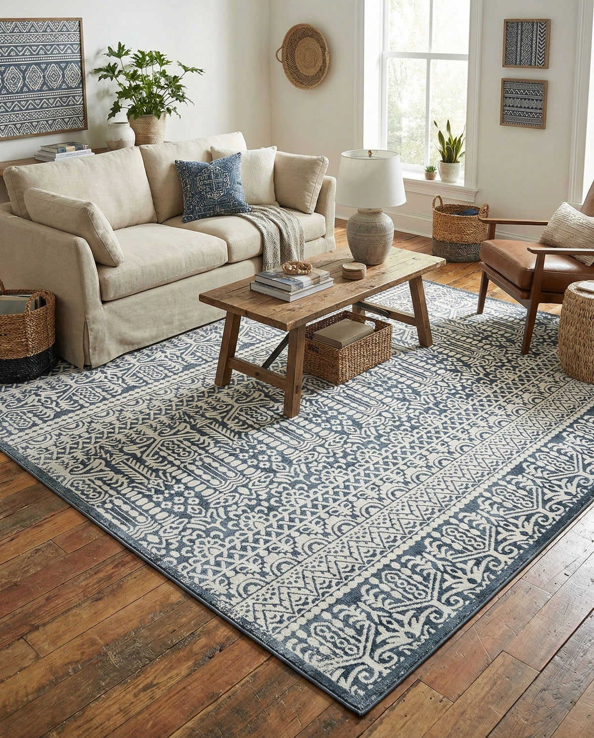 Metro Heights Collection Area Rug -  Chelsea Square Blue  lifestyle 115