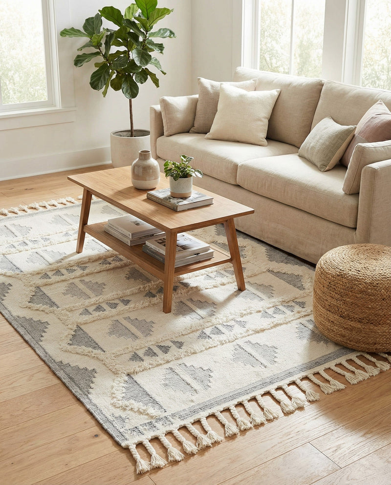 Sonoran Collection Area Rug - BellRock Rectangle Gray and White  lifestyle 14