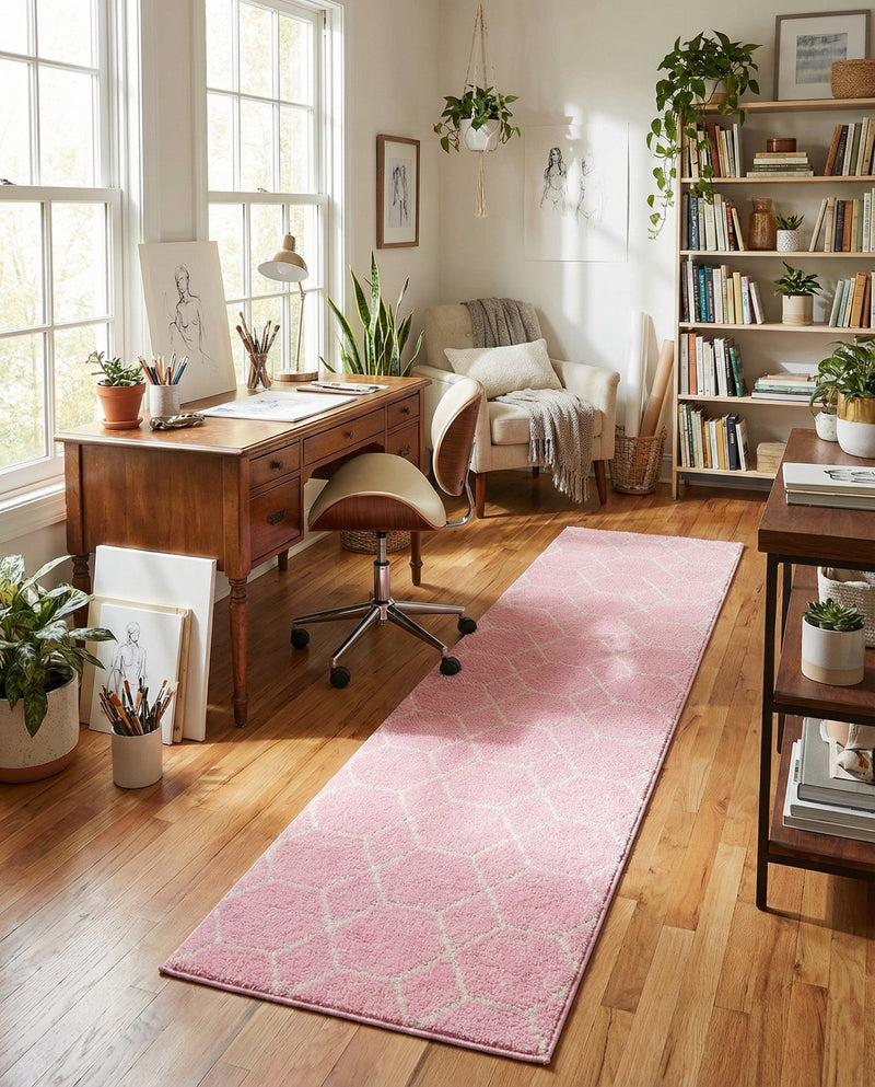 Trellis Mosaic Collection Area Rug - Arborville (Light Pink) Runner Light Pink  lifestyle 58