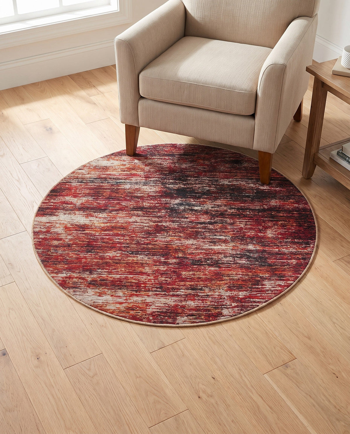 Sahara Essence Collection Area Rug - Oasis (Rust Red) Round Rust Red  lifestyle 105