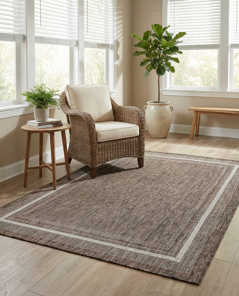 Terrace Fringe Collection Area Rug - Veranda (Brown) Rectangle Brown  lifestyle 39