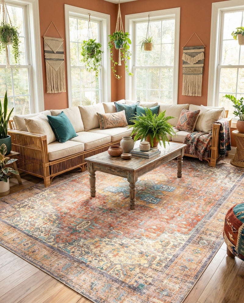 Heritage Elegance Collection Area Rug -  Windsor (Rust Red) Rectangle Rust Red  lifestyle 14