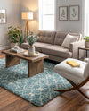 Berber Lattice Shag Collection Area Rug - Atlas (Light Blue) Rectangle Light Blue  lifestyle 3