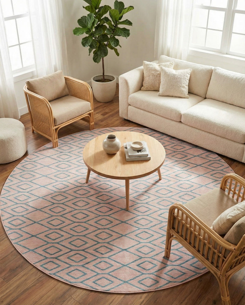 Urban Oasis Rugs Collection Area Rug -  Boulevard (Pink and Aqua) Round Pink and Aqua  lifestyle 55