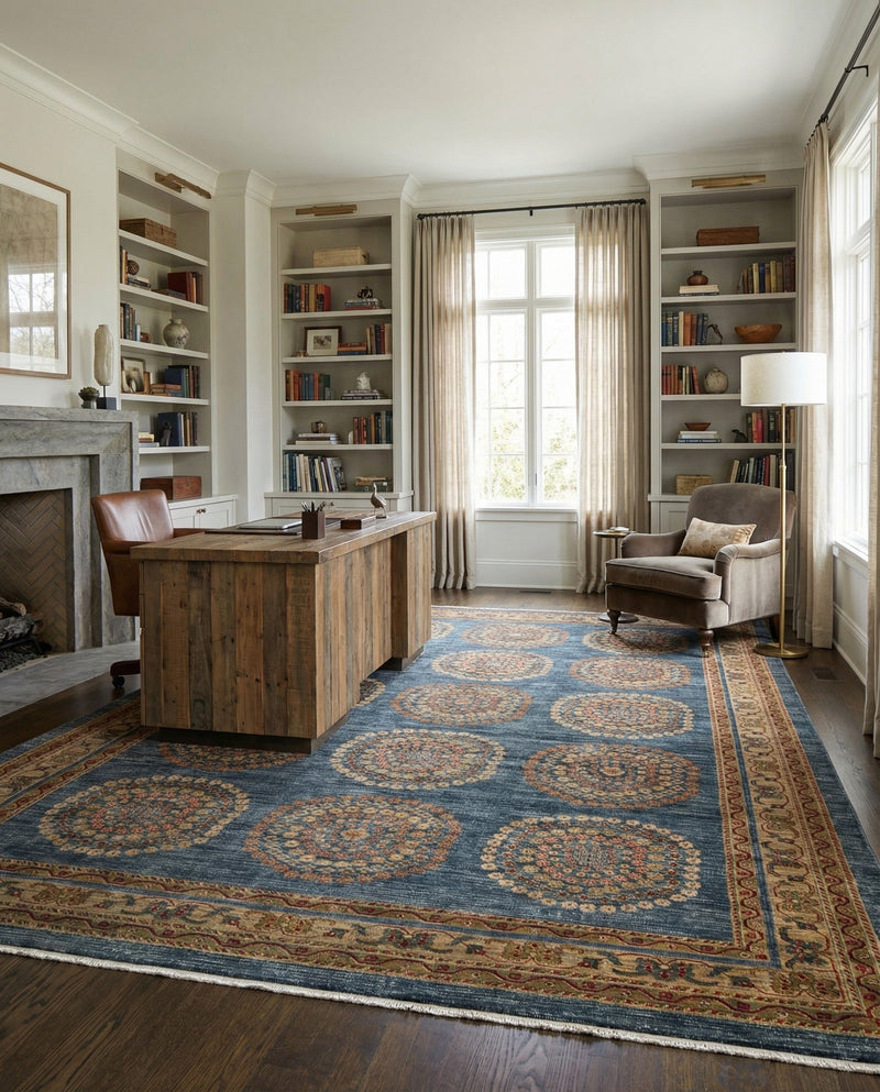 Zagros Oasis Collection Area Rug -  Gilan-e Gharb Rectangle Blue  lifestyle 8
