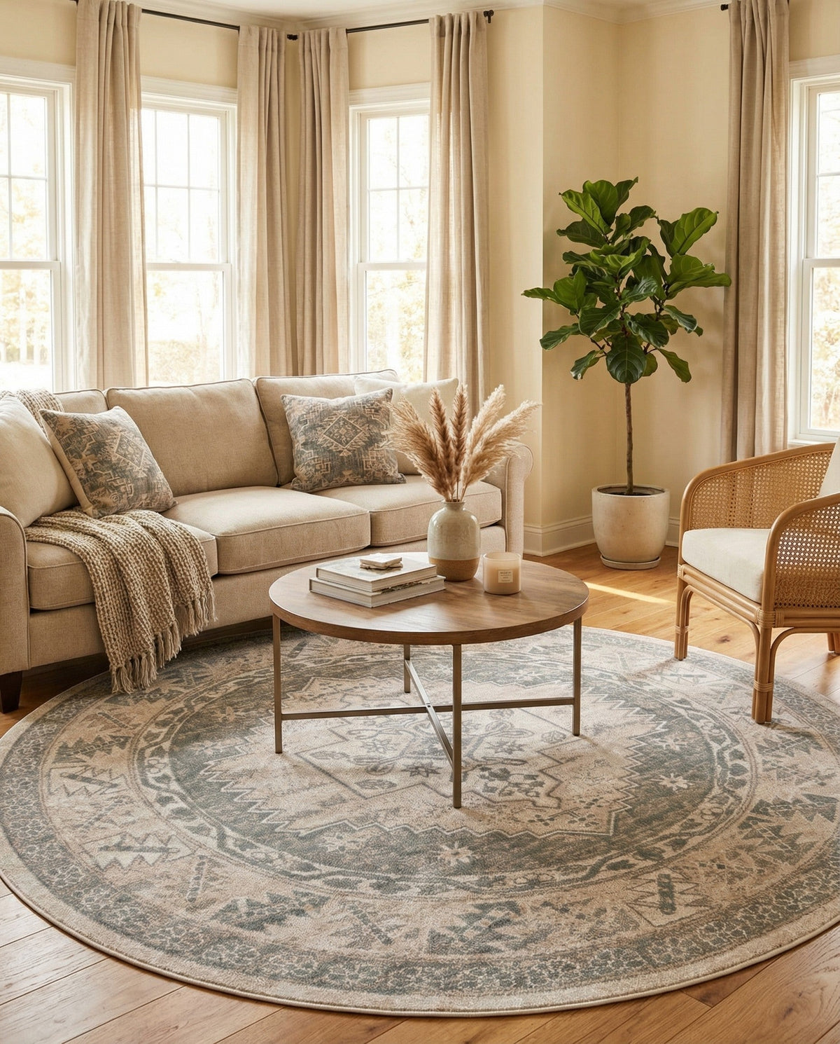 Savannah Series Collection Area Rug -  Augusta (Mink) Round Mink  lifestyle 119