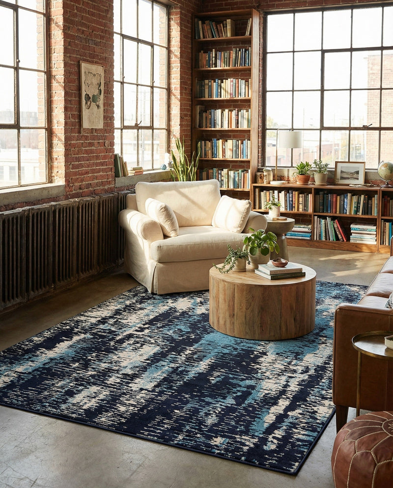 Coastal Haven Collection Area Rug -  Pelican Rectangle Navy Blue  lifestyle 15