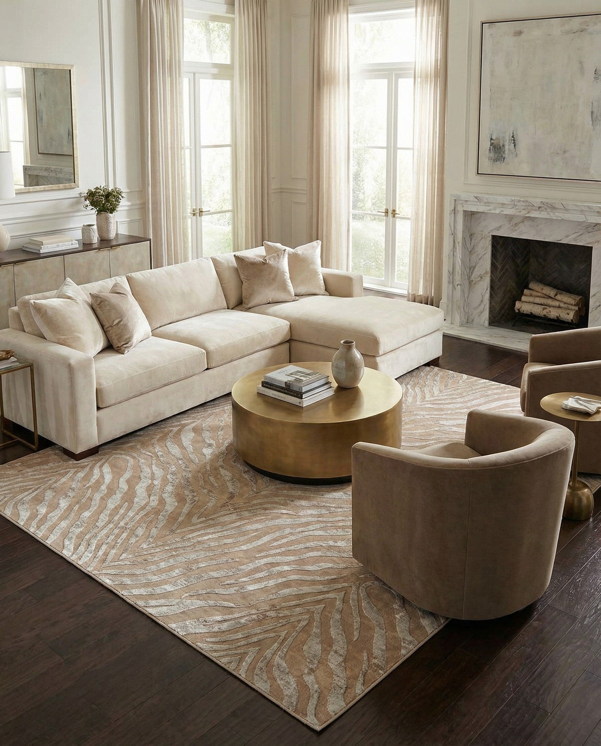 Bloomsbury Elegance Collection Area Rug -  Chelsea Square Ivory Beige  lifestyle 167