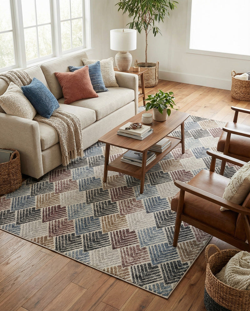 Geo Garden Lattice Collection Area Rug -  Casablanca Rectangle Multi  lifestyle 34