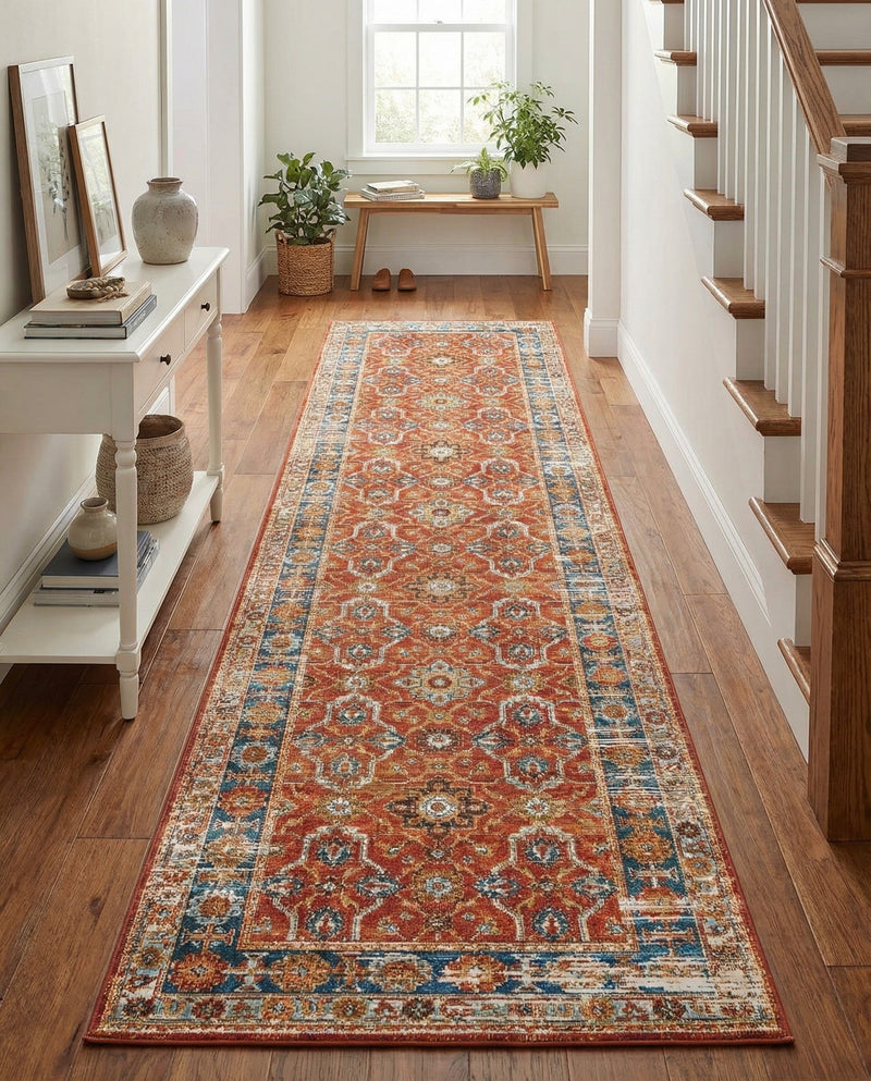 Patio Heritage Collection Area Rug -  Eden Runner Antique Red  lifestyle 79