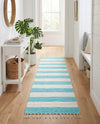 Tassel Trail Collection Area Rug - Pathway (Turquoise and Ivory) Runner Turquoise and Ivory  lifestyle 54