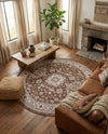 Tribal Terrace Treasures Collection Area Rug -  Incan Isle (Brown) Round Brown  lifestyle 81