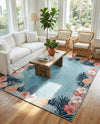 Seaside Blooms Collection Area Rug - Haven Rectangle Blue  lifestyle 32