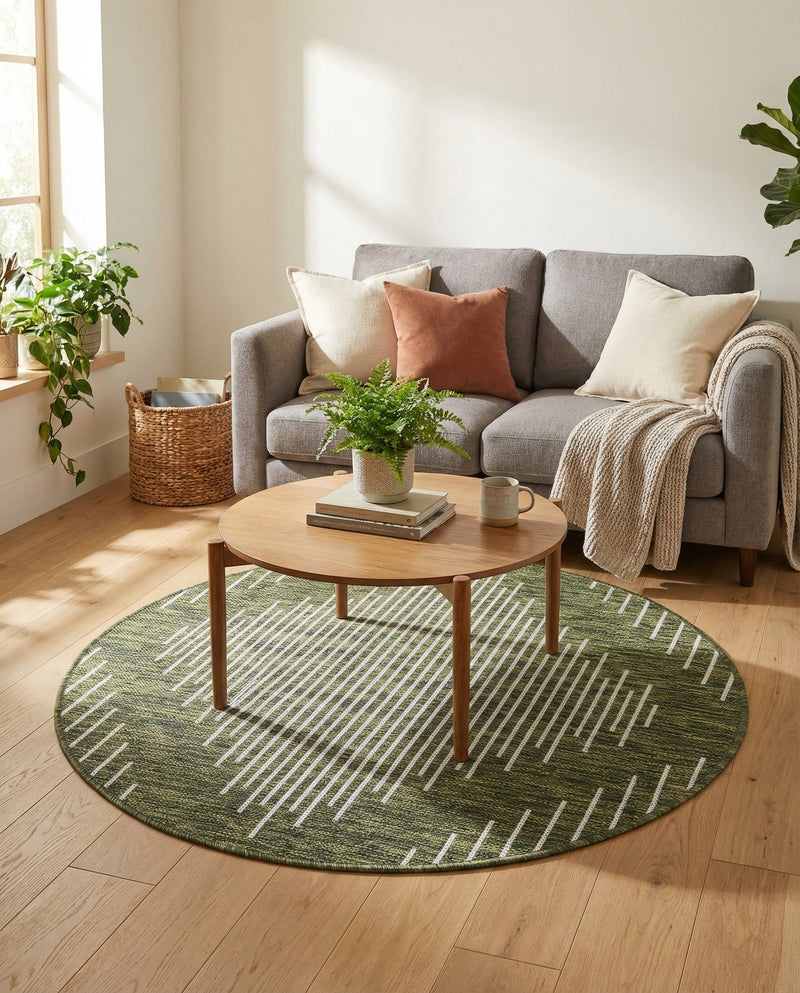 Urban Terrace Collection Area Rug -  Chelsea (Green) Round Green  lifestyle 78