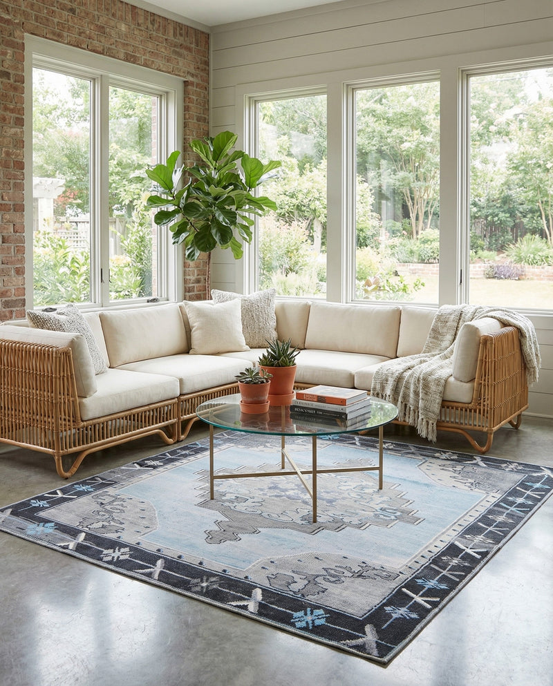 Heritage Elegance Collection Area Rug -  Winterthur (Blue Gray) Square Blue Gray  lifestyle 79