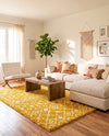 Berber Lattice Shag Collection Area Rug - Atlas (Yellow) Rectangle Yellow  lifestyle 15