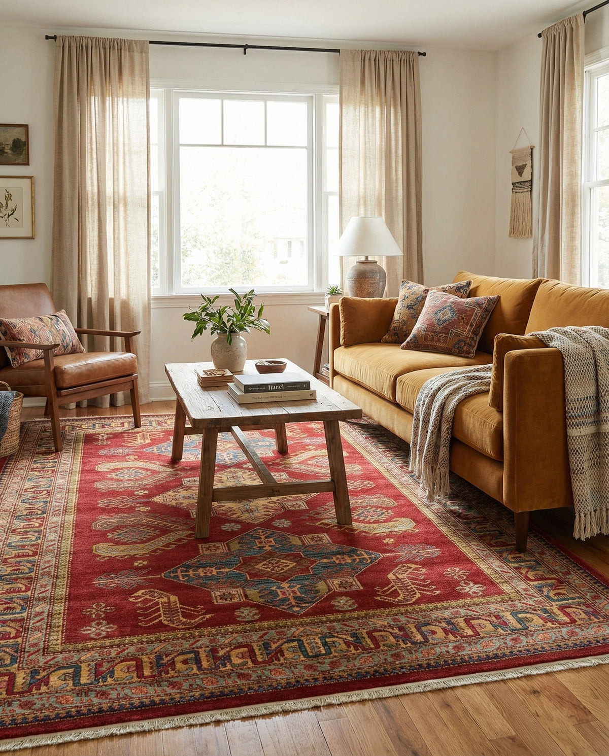 Persian Elegance Collection Area Rug -  Ardabil Rectangle Red  lifestyle 6