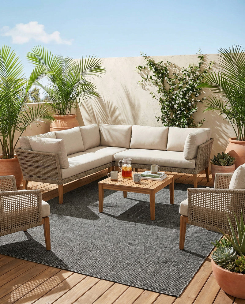 Jill Zarin Sedona Oasis Outdoor Collection Area Rug - Coconino (Black Sky) Rectangle Black Sky  lifestyle 9