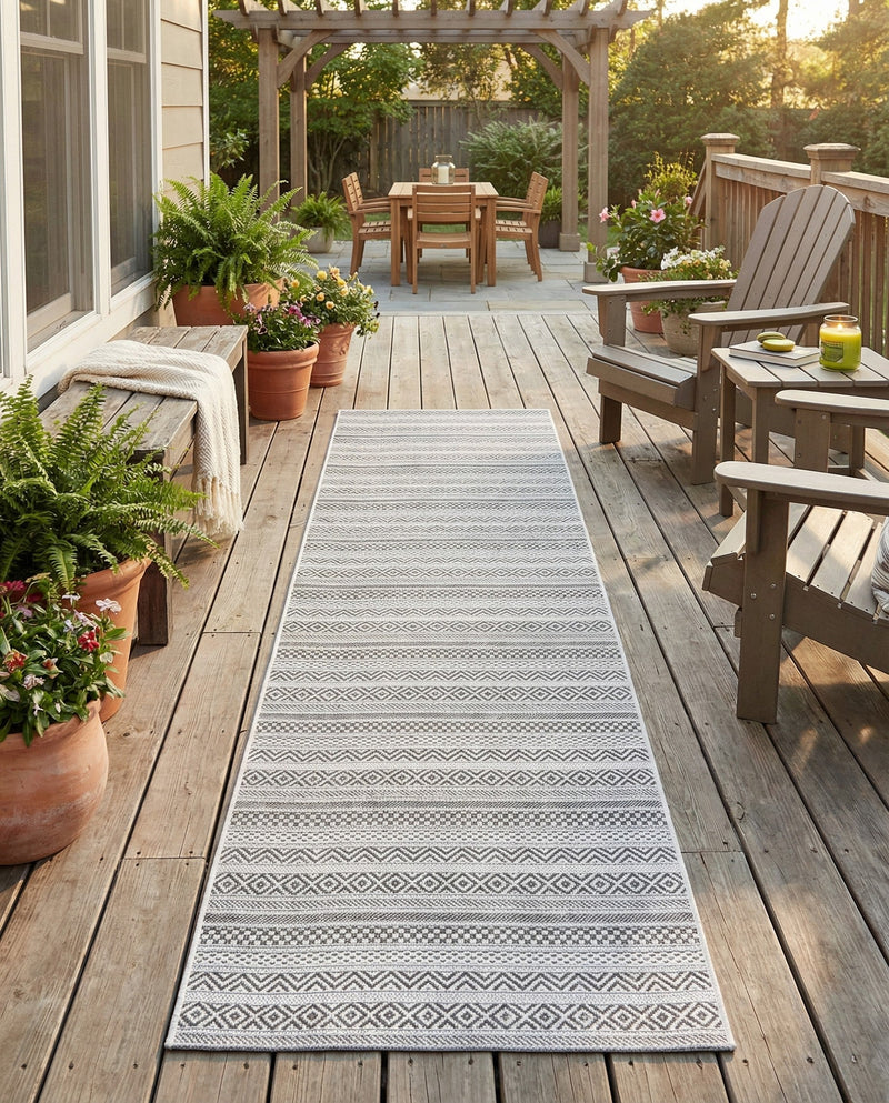 Seaside Stripes Collection Area Rug -  Boardwalk (Beige) Runner Beige  lifestyle 44