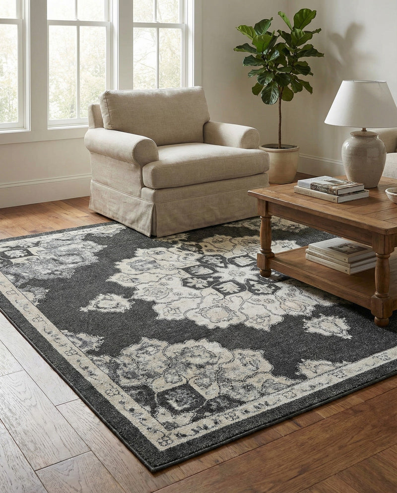 Beverly Grove Collection Area Rug - Melrose (Charcoal) Square Charcoal  lifestyle 70