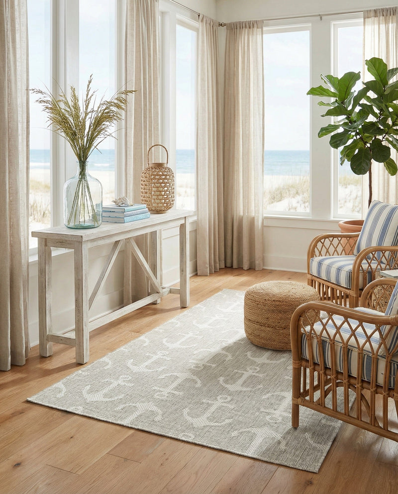 Seaside Haven Rugs Collection Area Rug - Sapphire (Gray) Rectangle Gray  lifestyle 24
