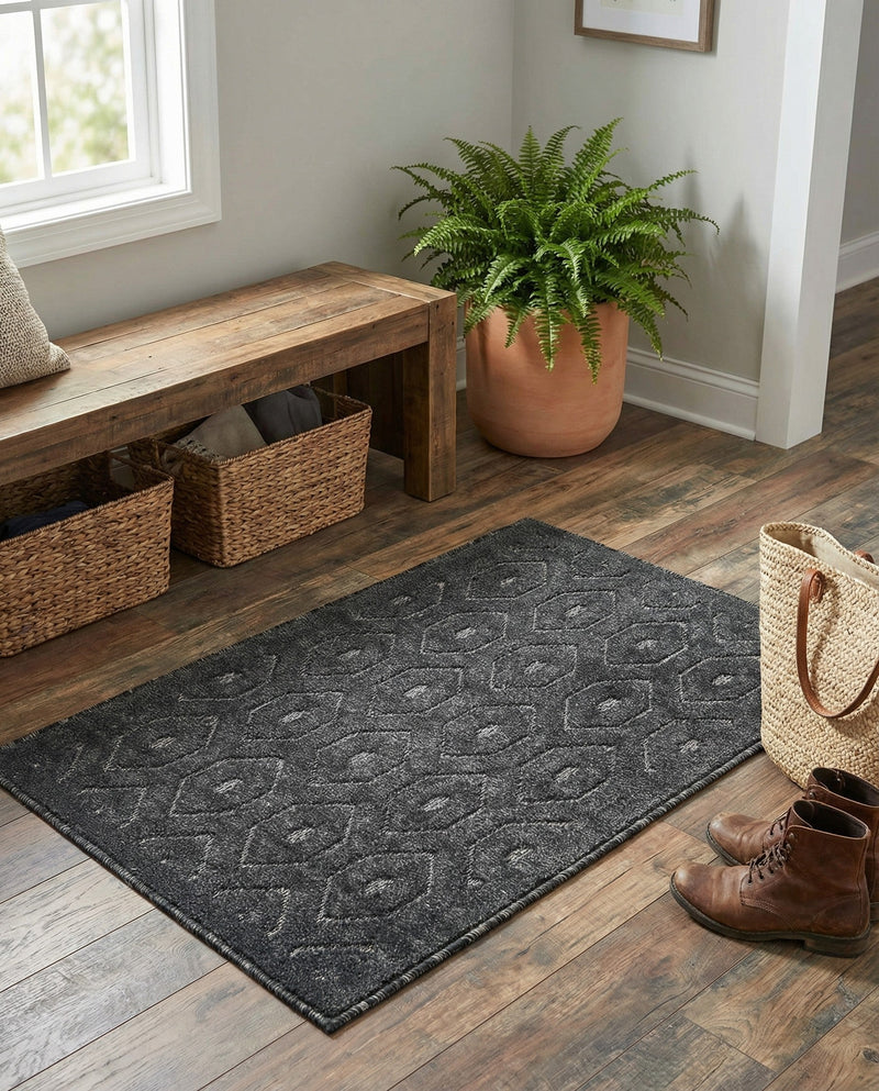 Garden Lattice Charm Collection Area Rug - Arbor (Charcoal) Rectangle Charcoal  lifestyle 17