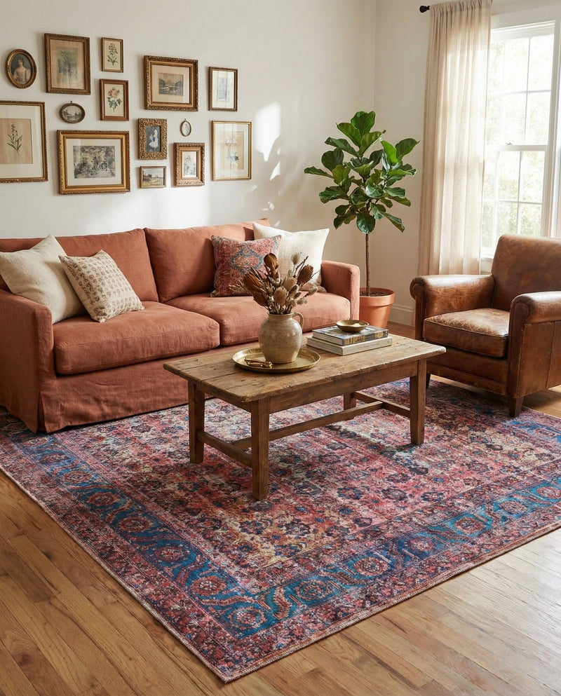 Zahara Oasis Collection Area Rug -  Meknes Square Antique Pink  lifestyle 78