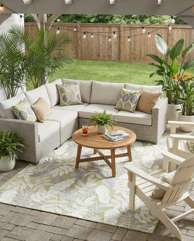 Seaside Blooms Collection Area Rug -  Serene Rectangle Green  lifestyle 29