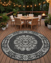 Patio Heritage Collection Area Rug - Savannah (Charcoal Gray) Round Charcoal Gray  lifestyle 61