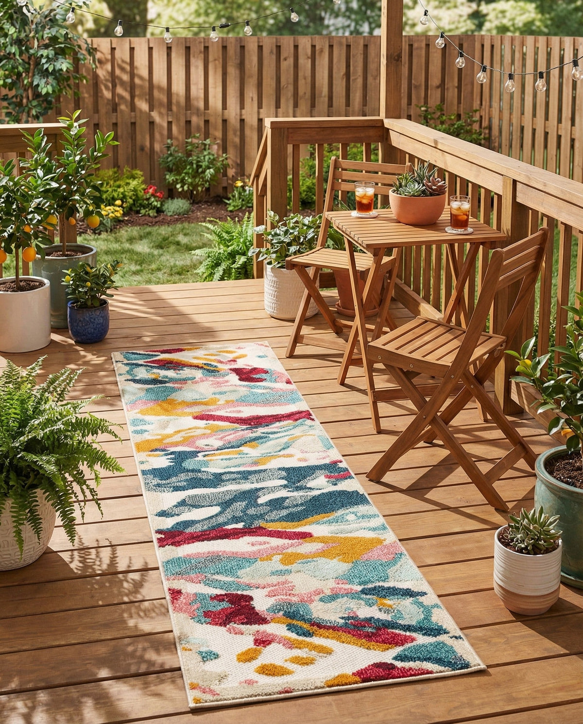 Outdoor Marrakesh Collection Area Rug -  Meknes Runner Multi  lifestyle 85
