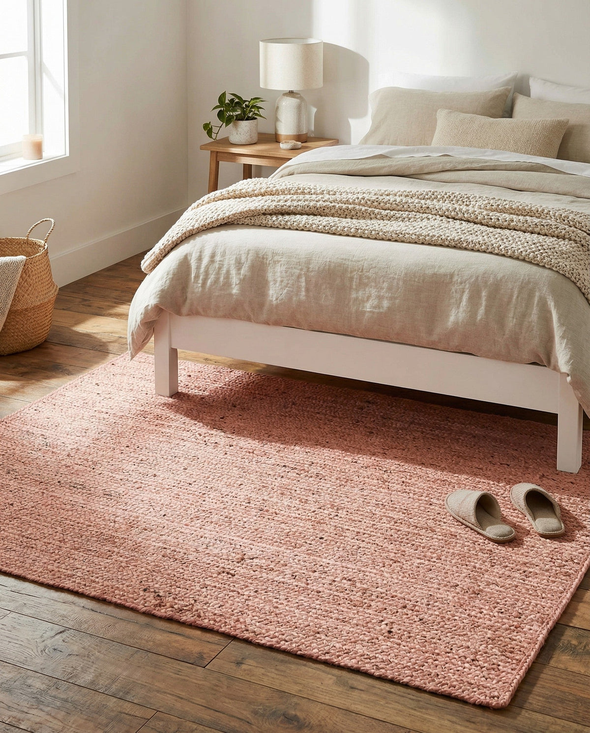 Woven Seaside Jute Collection Area Rug - Savannah (Light Pink) Rectangle Light Pink  lifestyle 18