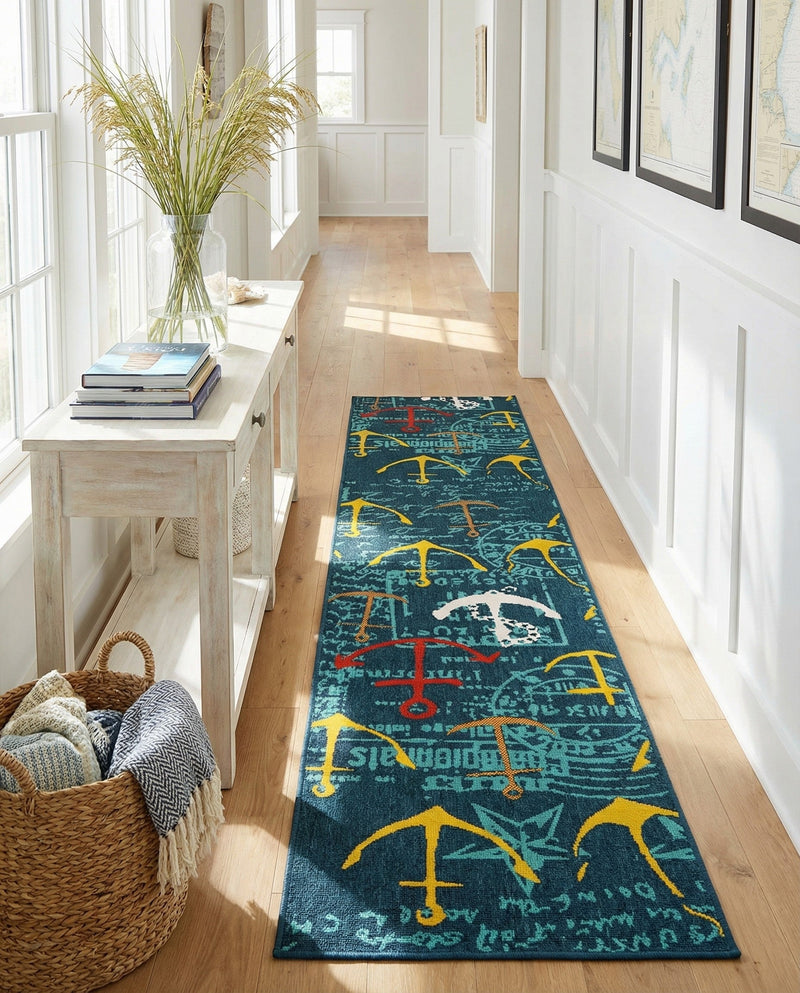 Seaside Haven Rugs Collection Area Rug -  Lighthouse Runner Navy Blue  lifestyle 74