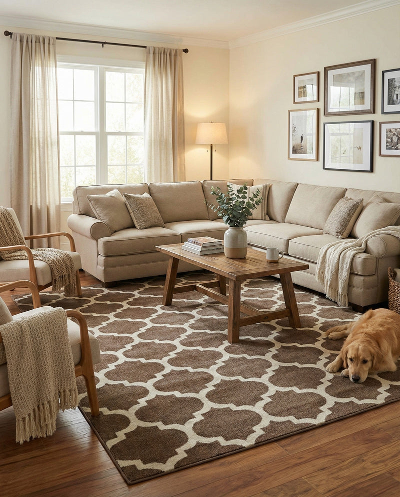 Lattice Gardens Collection Area Rug -  Bloomfield (Brown) Rectangle Brown  lifestyle 9