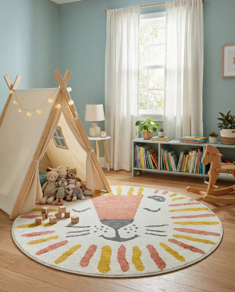 Wonder Tykes Collection Area Rug -  Mirage Round Ivory  lifestyle 8