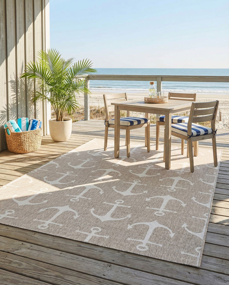 Seaside Haven Rugs Collection Area Rug - Sapphire (Gray) Rectangle Gray  lifestyle 6