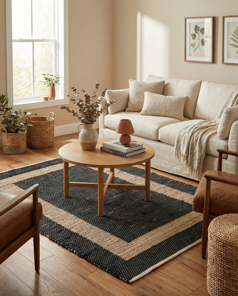 Osian Looms Collection Area Rug - Durham Rectangle Black  lifestyle 55