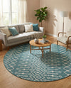 Savannah Pergola Collection Area Rug -  Pergola (Teal) Round Teal  lifestyle 94