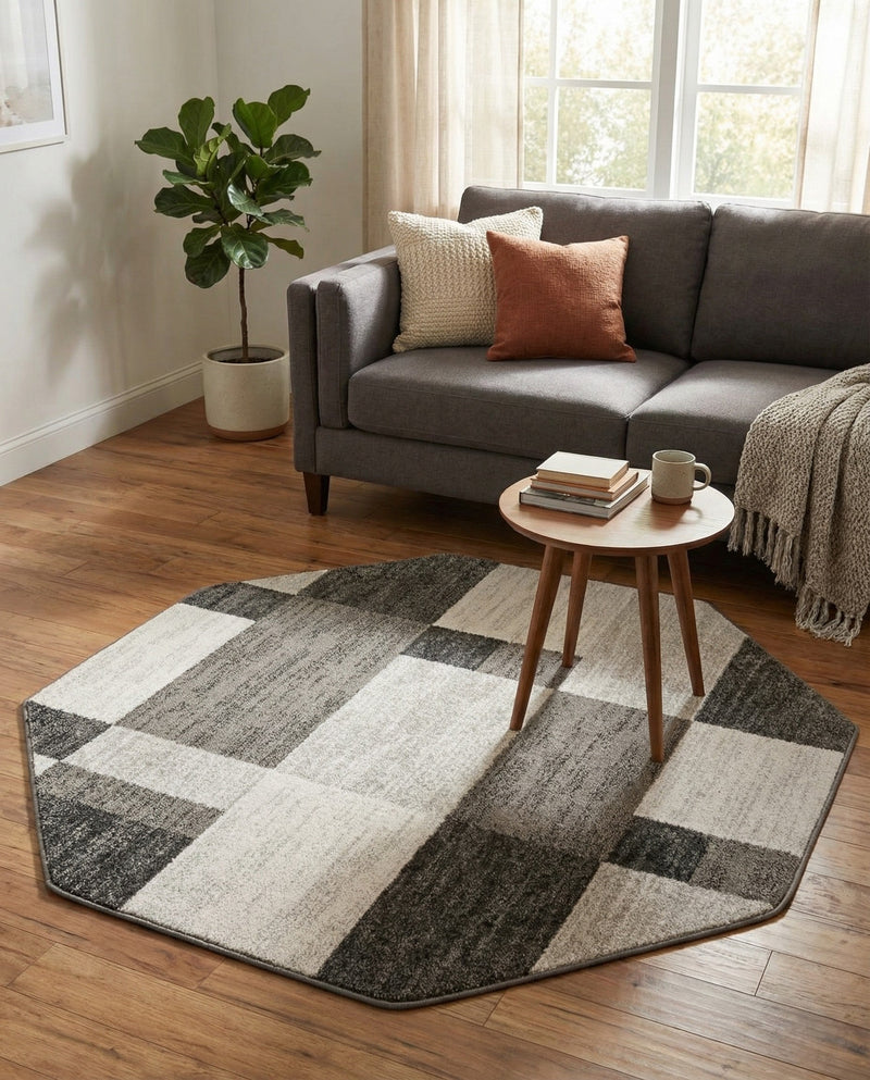 Autumn Meadow Collection Area Rug -  Sycamoreside (Gray) Octagon Gray  lifestyle 59