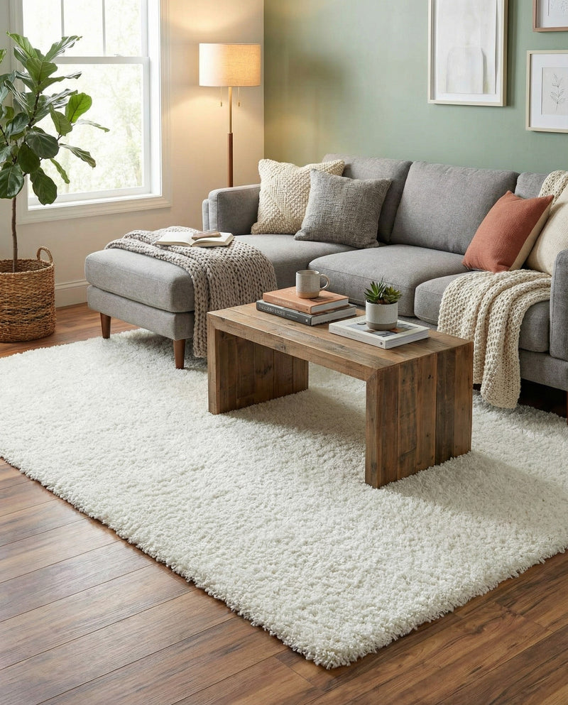 Plush Oasis Collection Area Rug - Serenity (Snow White) Rectangle Snow White  lifestyle 7