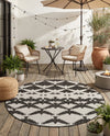 Urban Terrace Collection Area Rug -  Gramercy Round Black and White  lifestyle 59