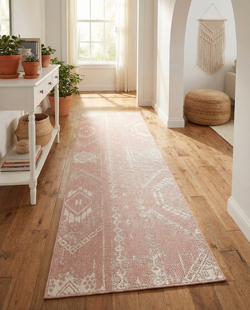 Desert Nomad Terrace Collection Area Rug - Sahara (Pink) Runner Pink  lifestyle 27