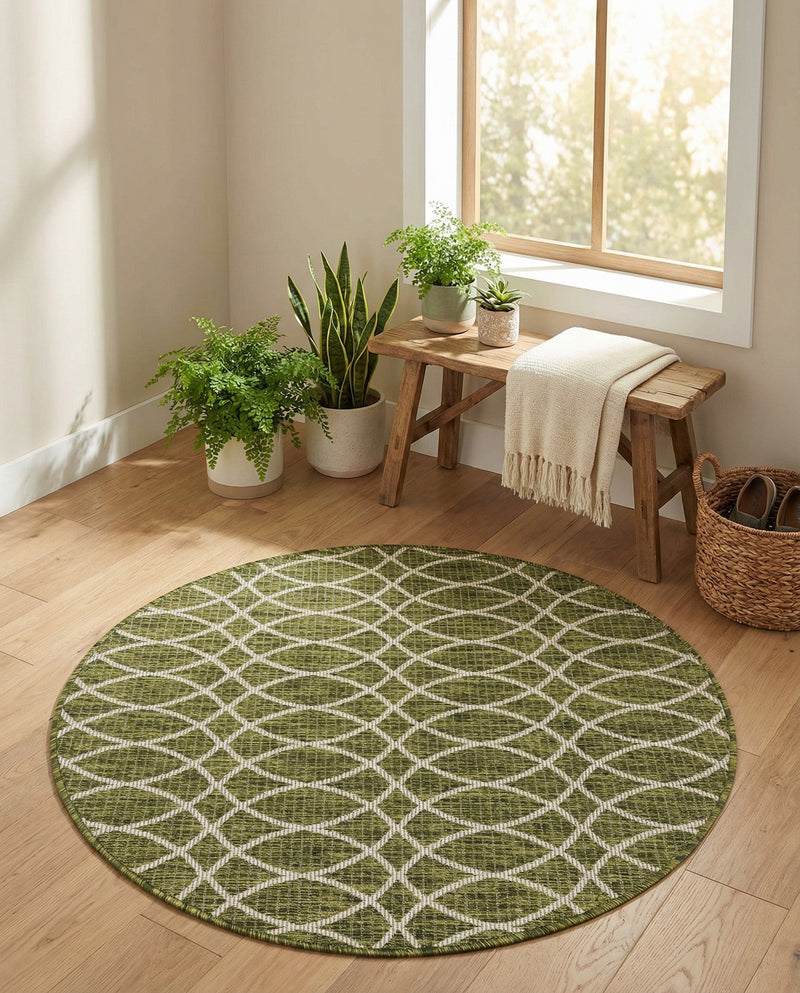 Savannah Pergola Collection Area Rug -  Pavilion (Green) Round Green  lifestyle 44